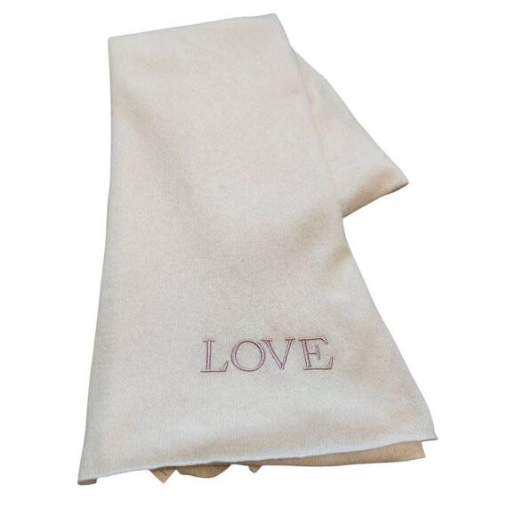 Naked Cashmere Large Scarf Travel Wrap Love Valentines Day Ivory Breast Cancer - Picture 2 of 6